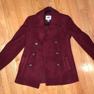 Burgundy PeaCoat Old Navy Size XS